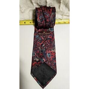 Vintage Etienne Aigner Silk Paisley Medallion Tie - Styled in Italy Red Teal